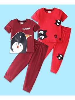 BLUSHES - Penguin & Cat Printed T-shirt & Joggers (Set of 2)