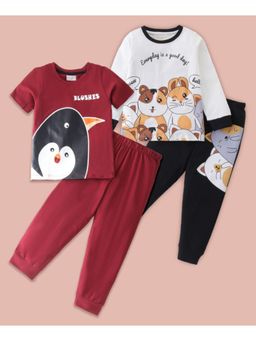 BLUSHES - Penguin & Hamster Printed T-shirt & Joggers (Set of 2)