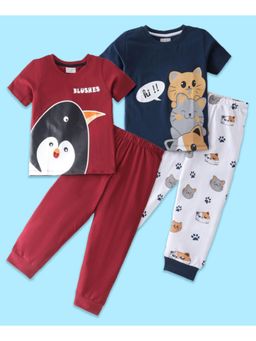 BLUSHES - Penguin & Cat Printed T-shirt & Joggers (Set of 2)