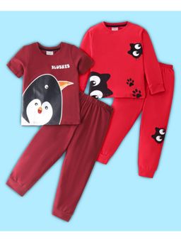 BLUSHES - Penguin & Cat Printed T-shirt & Joggers (Set of 2)