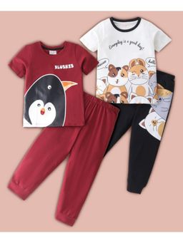 BLUSHES - Penguin & Hamster Printed T-shirt & Joggers (Set of 2)