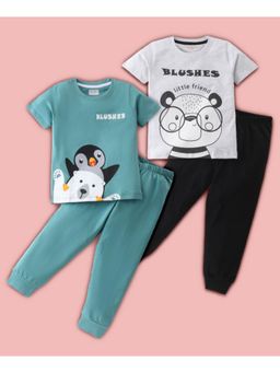 BLUSHES - Penguin & Panda Printed T-shirt & Joggers (Set of 2)