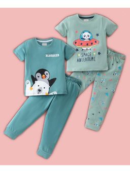 BLUSHES - Space Themed & Penguin Printed T-shirt & Joggers (Set of 2)