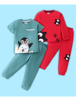 BLUSHES - Penguins & Cats Printed T-shirt & Joggers (Set of 2)