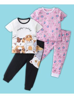 BLUSHES - Animal Faces & Hamster Printed T-shirt & Joggers (Set of 2)