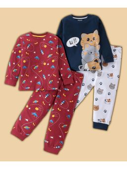 BLUSHES - Cats & Space Printed T-shirt & Joggers (Set of 2)