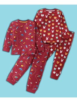 BLUSHES - Cats & Animal Faces Printed T-shirt & Joggers (Set of 2)