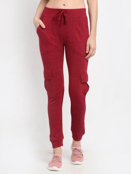 Club York - Women Maroon Solid Straight-Fit Joggers