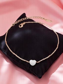OOMPH - Gold Delicate Silver Heart Shape Anklet