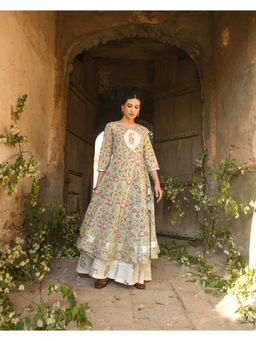 Karaj Jaipur - Womens Pista Green Seher Maxi Dress