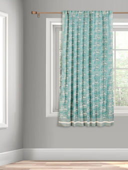 Fabindia - Teal Cotton Hand Block Printed Palampur Curtain 5 Feet