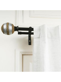 The Decor Mart - Adjustable Double Curtain Rod Black