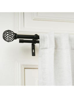 The Decor Mart - Window Casa Adjustable Double Curtain Rod Black