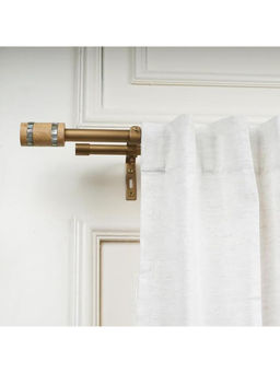 The Decor Mart - Adjustable Double Curtain Rod Beige