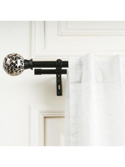 The Decor Mart - Adjustable Double Curtain Rod Black