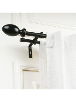 The Decor Mart - Adjustable Double Curtain Rod Black