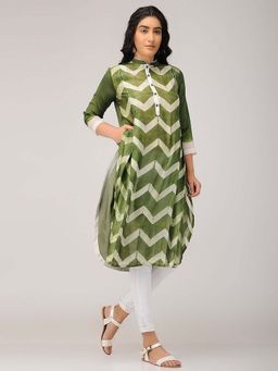 Sonal Kabra - Women Olive Chanderi Comfortable Kurta