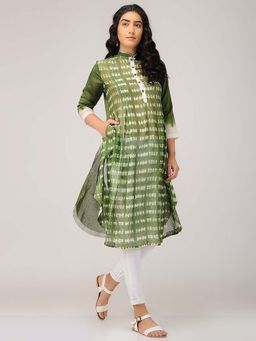 Sonal Kabra - Women Olive Cotton Silk Comfortable Kurta
