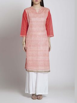 Sonal Kabra - Women Red Chanderi Straight Kurta With Slip