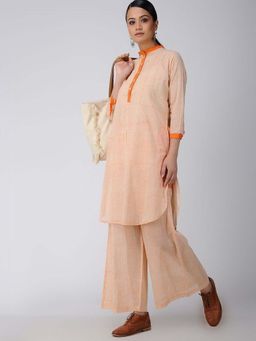Sonal Kabra - Women Orange Cotton Straight Kurta