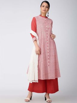 Sonal Kabra - Women Red Cotton A-Line Kurta