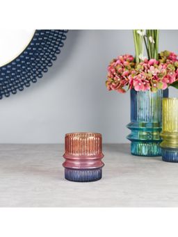 HomeTown - Phiona Glass Fluted Handcrafted Votive 10 Cm in Multi Colour