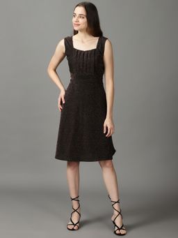 SHOWOFF - Womens A-Line Bronze Self Design Knee Length Dress