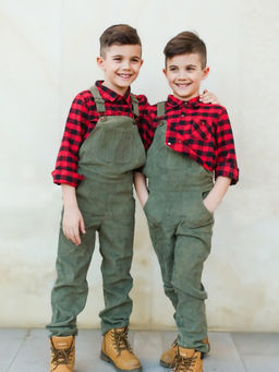 CHERRY CRUMBLE BY NITT HYMAN - Olive Corduroy Dungaree