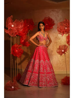 SWATHI VELDANDI - Princess Pink Bridal Lehenga with Blouse and Dupatta (Set of 3)