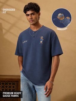 The Souled Store - Henley Golf Bear Men Oversized T-Shirt