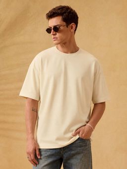 The Souled Store - Premium Essentials Eggshell Men Oversized T-Shirt