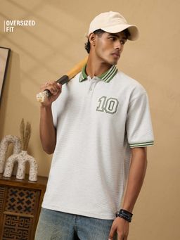 The Souled Store - Oversized Polo White Sand Men Oversized Polo T-Shirt