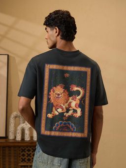 The Souled Store - Tibetan Tales Majestic Snow Lion Men Oversized T-Shirt