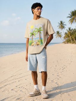 The Souled Store - Official Peanuts Crayon Van Men Oversized T-Shirt
