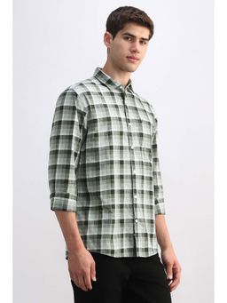 Allen Solly - Men Green Check Full Sleeves Casual Shirt
