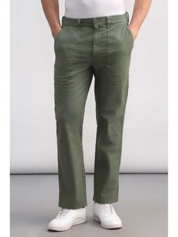 Allen Solly - Men Olive Solid Casual Trousers