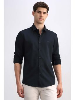 Allen Solly - Men Navy Blue Comfy Slim Fit Solid Full Sleeves Casual Shirt