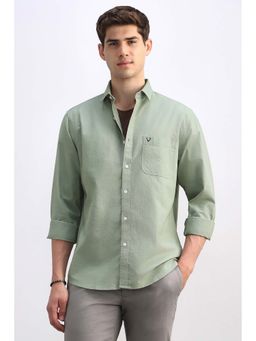 Allen Solly - Men Green Solid Full Sleeves Casual Shirt