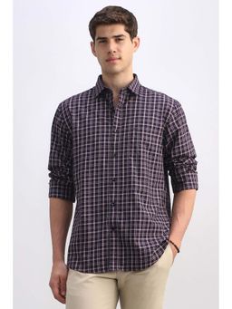 Allen Solly - Men Purple Check Full Sleeves Casual Shirt