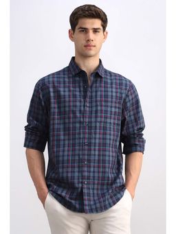 Allen Solly - Men Blue Check Full Sleeves Casual Shirt