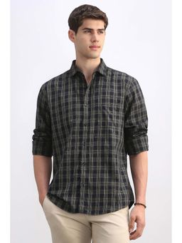 Allen Solly - Men Navy Blue Check Full Sleeves Casual Shirt