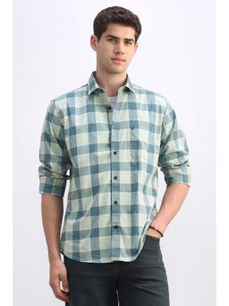 Allen Solly - Men Green Check Full Sleeves Casual Shirt