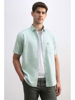 Allen Solly - Men Aqua Solid Half Sleeves Casual Shirt