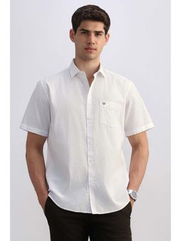 Allen Solly - Men White Textured Half Sleeves Casual Shirt