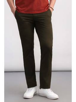 Allen Solly - Men Olive Solid Casual Trousers