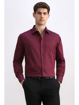 Allen Solly - Men Maroon Textured Full Sleeves Formal Shirt