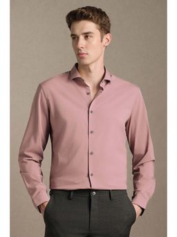 Louis Philippe - Men Mauve Slim Fit Solid Full Sleeves Shirt