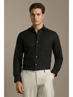 Louis Philippe - Men Black Textured Full Sleeves Formal Shirt