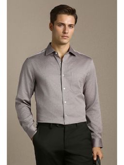 Louis Philippe - Men Mauve Textured Full Sleeves Formal Shirt