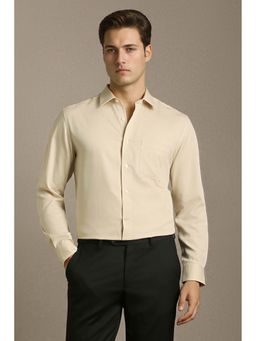 Louis Philippe - Men Beige Textured Full Sleeves Formal Shirt